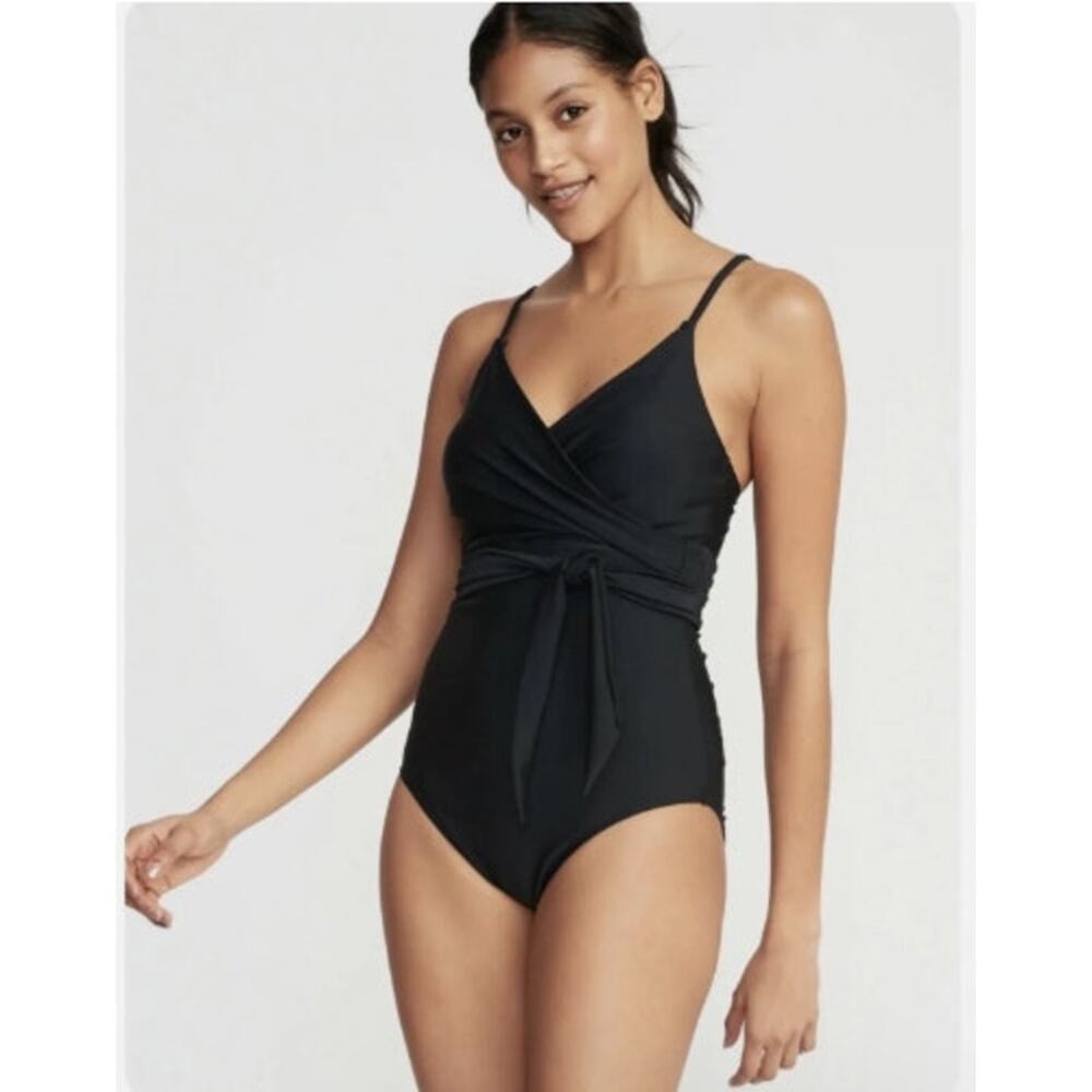 Old Navy Wrap Style Black One Piece Swimsuit Size Medium